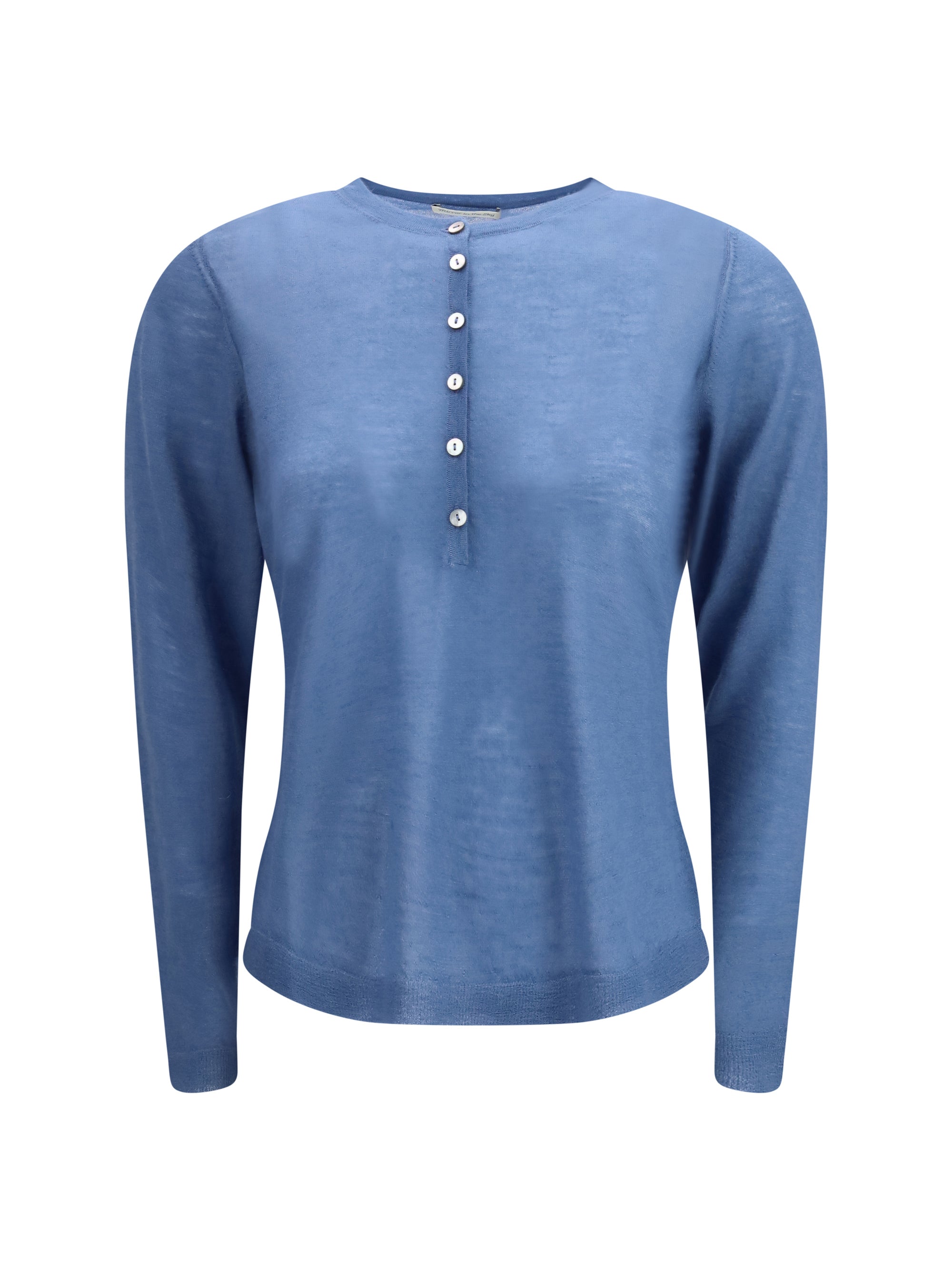 Mirror In The Sky Cashmere Henley Cardigan — Blue