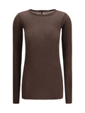 Rick Owens Ribbed Crew Neck Cotton T-Shirt — Brown