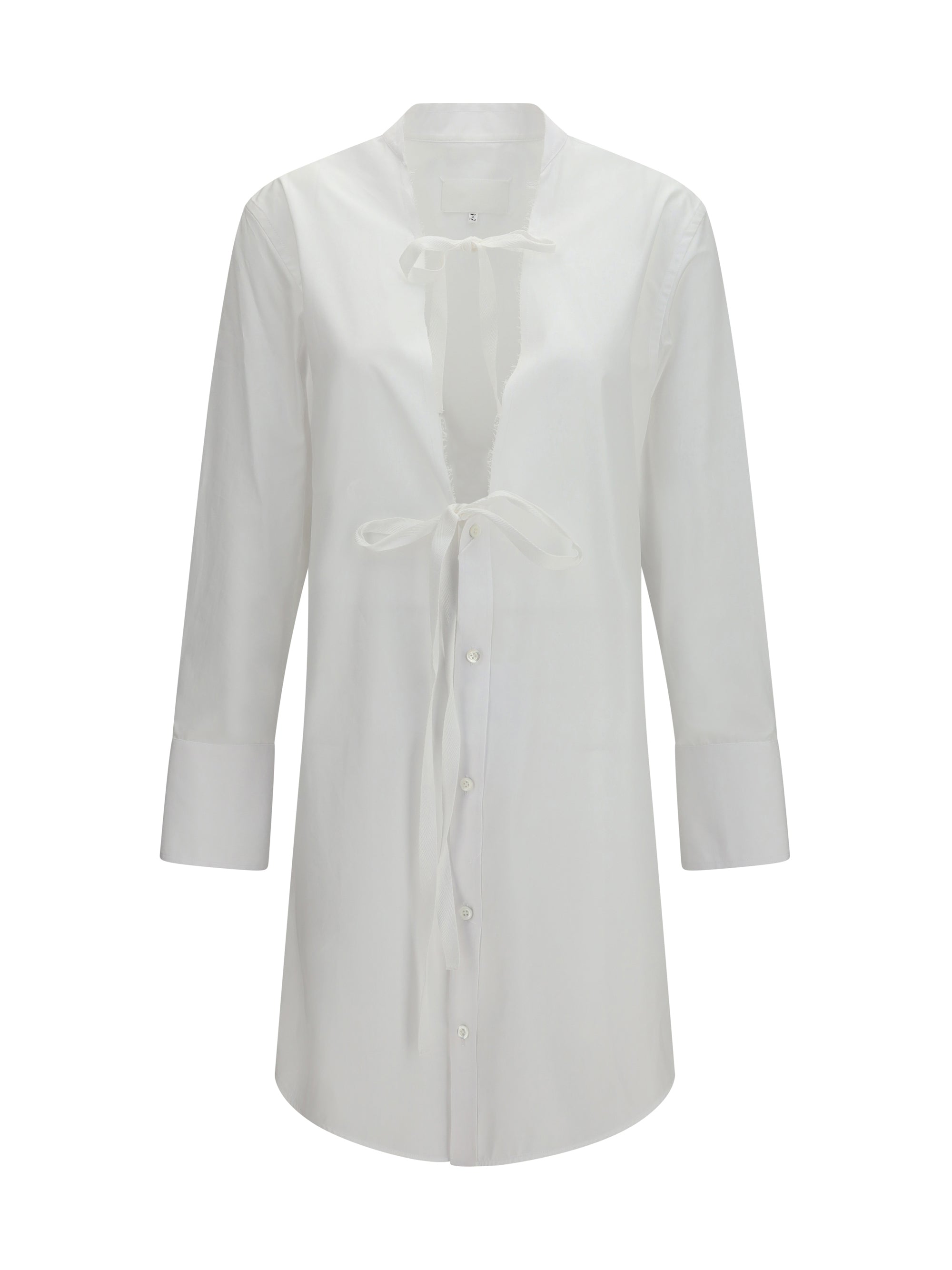 Maison Margiela Raw-Edge Cotton Dress — White