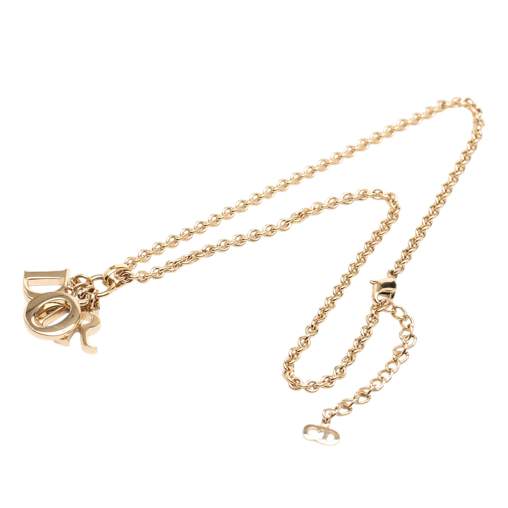 Gold Plated Dior Logo Pendant Necklace