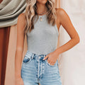 Solid Ribbed Knit Slim Fit Tank Top