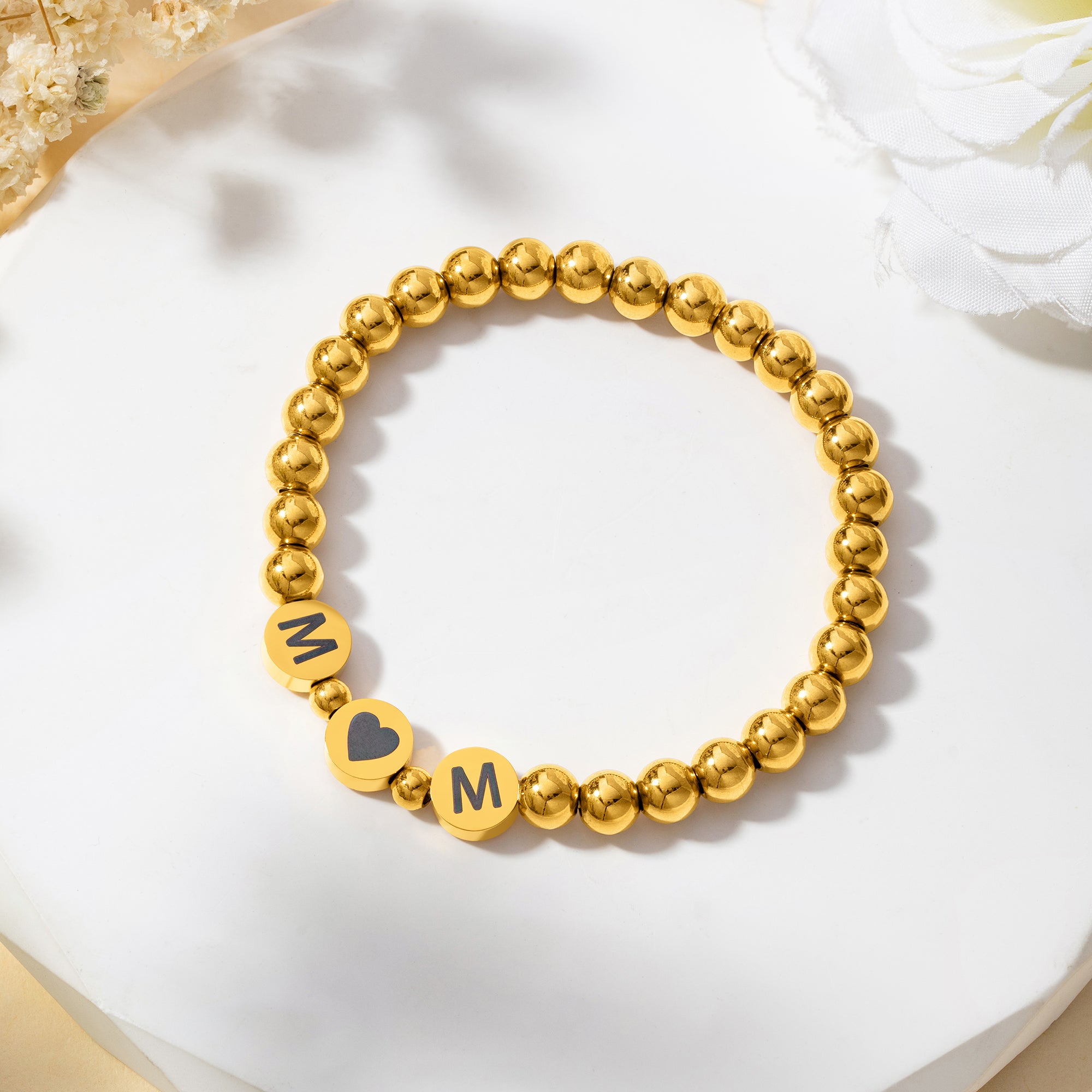 Personalizada Estrella Herradura Símbolo Protector Pulsera de cuentas con la inicial de la suerte Joyería Día de la Madre Regalo de cumpleaños para las mujeres