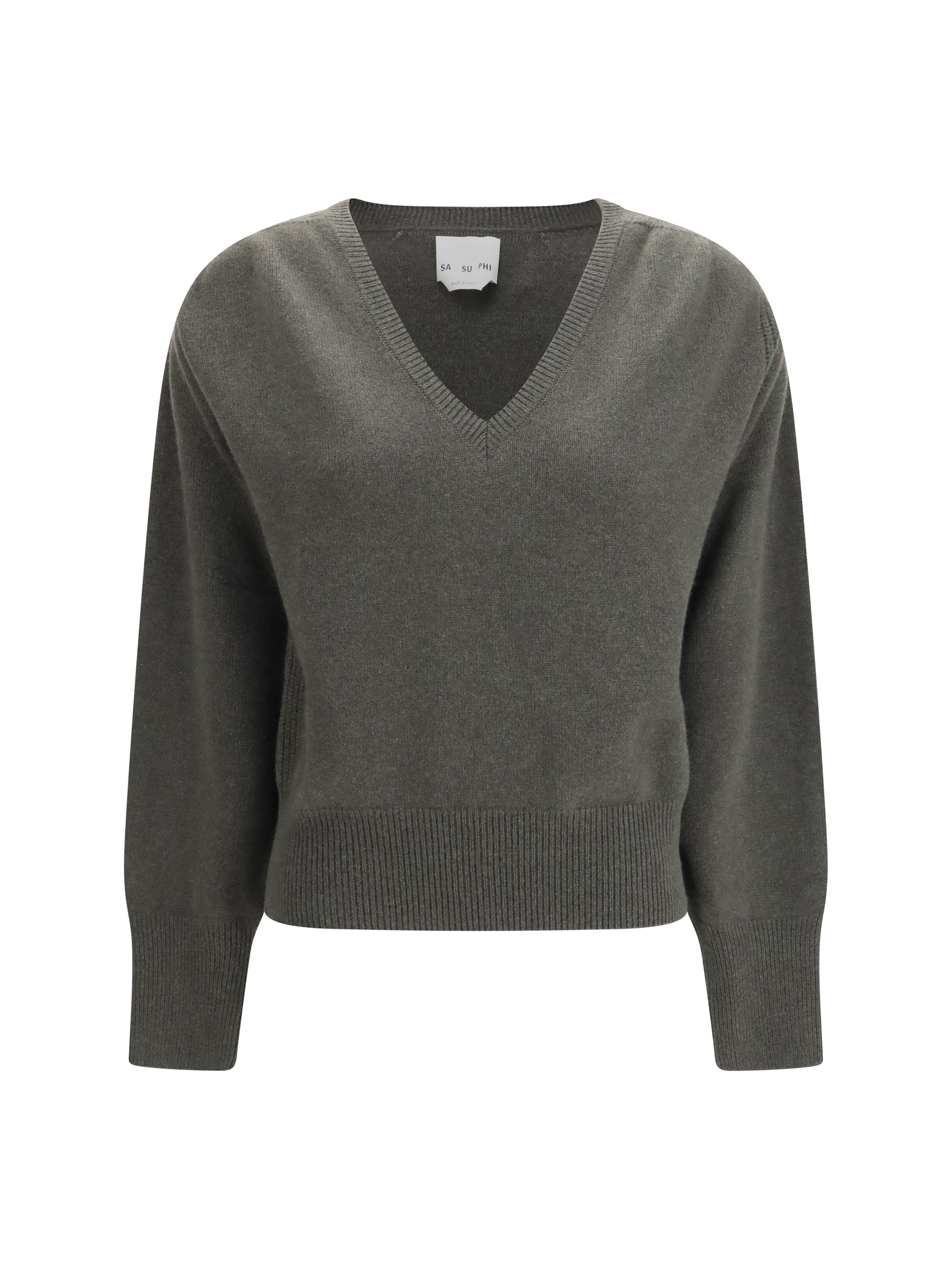Sa Su Phi Cashmere V-Neck Sweater — Gray