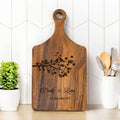 Tabla para cortar embutidos con nombre y asa personalizada para pareja Birds on The Tree Regalo de boda de inauguración de la casa para pareja familia