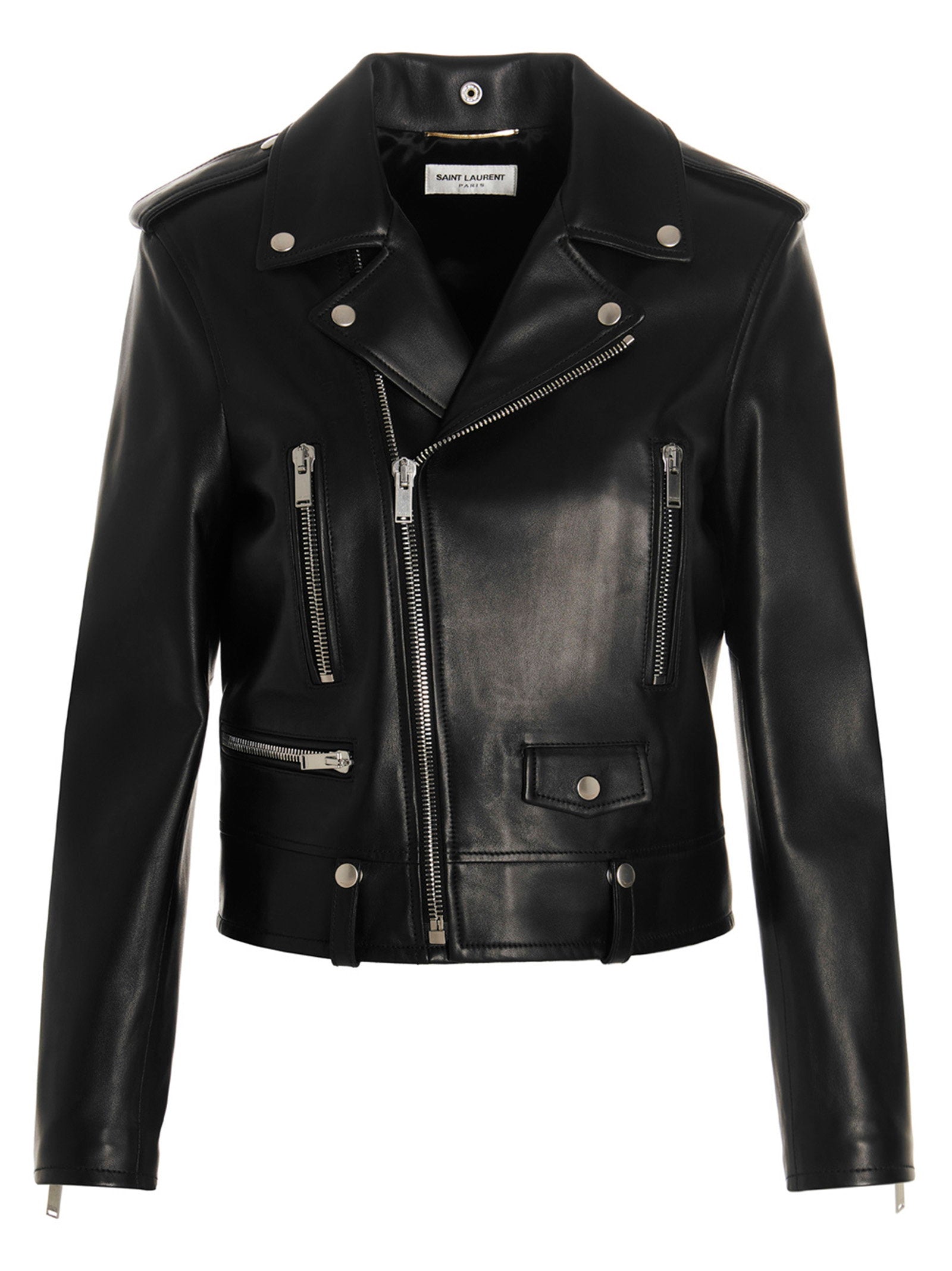 Saint Laurent Leather Motorcycle Jacket — Black