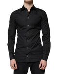 Men's Black Cotton Formal Long Sleeves Dress Shirt
