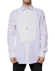 Men's White Bib Cotton Poplin Gold Formal Shirt