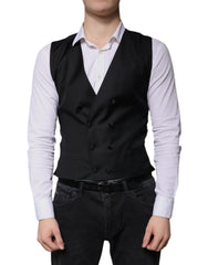 Black Wool Formal Dress Men Waistcoat Vest Virgin Silk Polyester