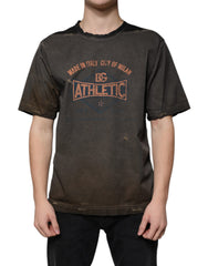 Men's Brown Graphic Print Cotton Round Neck T-Shirt