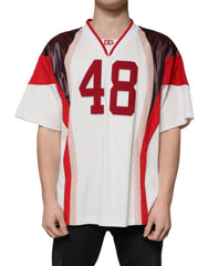 Men's Multicolor Logo Jersey Cotton V-Neck T-Shirt Polyester