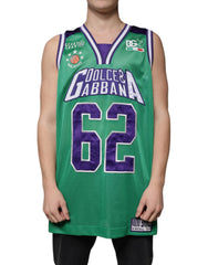 Men's Green Polyester Jersey Sleeveless T-Shirt