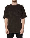 Men's Brown Cotton Crew Neck Short Sleeves T-Shirt
