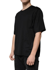 Men's Black Cotton Crew Neck Short Sleeves T-Shirt