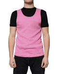 Men's Pink Cotton Round Neck Sleeveless T-Shirt