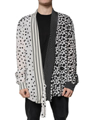 Black White Polka Dots Silk Men Casual Shirt And