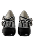 Women's Black Patent Leather Crystal Mary Jane Pumps Shoes Calf Lamb