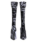 Women's Black Logo Stretch Heels High Boots Shoes And White Polyester Elastane (stretch)