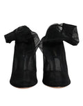 Women's Black Nylon Mesh Sock Style Boots Shoes Elastane Viscose