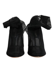 Women's Black Nylon Mesh Sock Style Boots Shoes Elastane Viscose