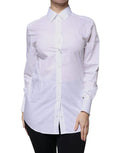 Women's White Cotton Collared Long Sleeves Shirt Top
