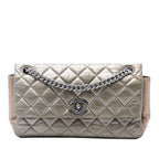 Small Bicolor Quilted Aged Calfskin Lady Pearly Flap
