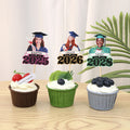 Personalizado Faux Glitter Cara Foto Graduación Congrats Cupcake Toppers con Nombre Galleta Pastel Decoración Graduación Fiesta Regalo para Graduados