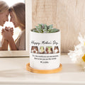 Marco personalizado con título Fotos 1-12 nombres Maceta de cerámica con drenaje y base de bambú Regalo de cumpleaños Día de la madre para mamá Abuela