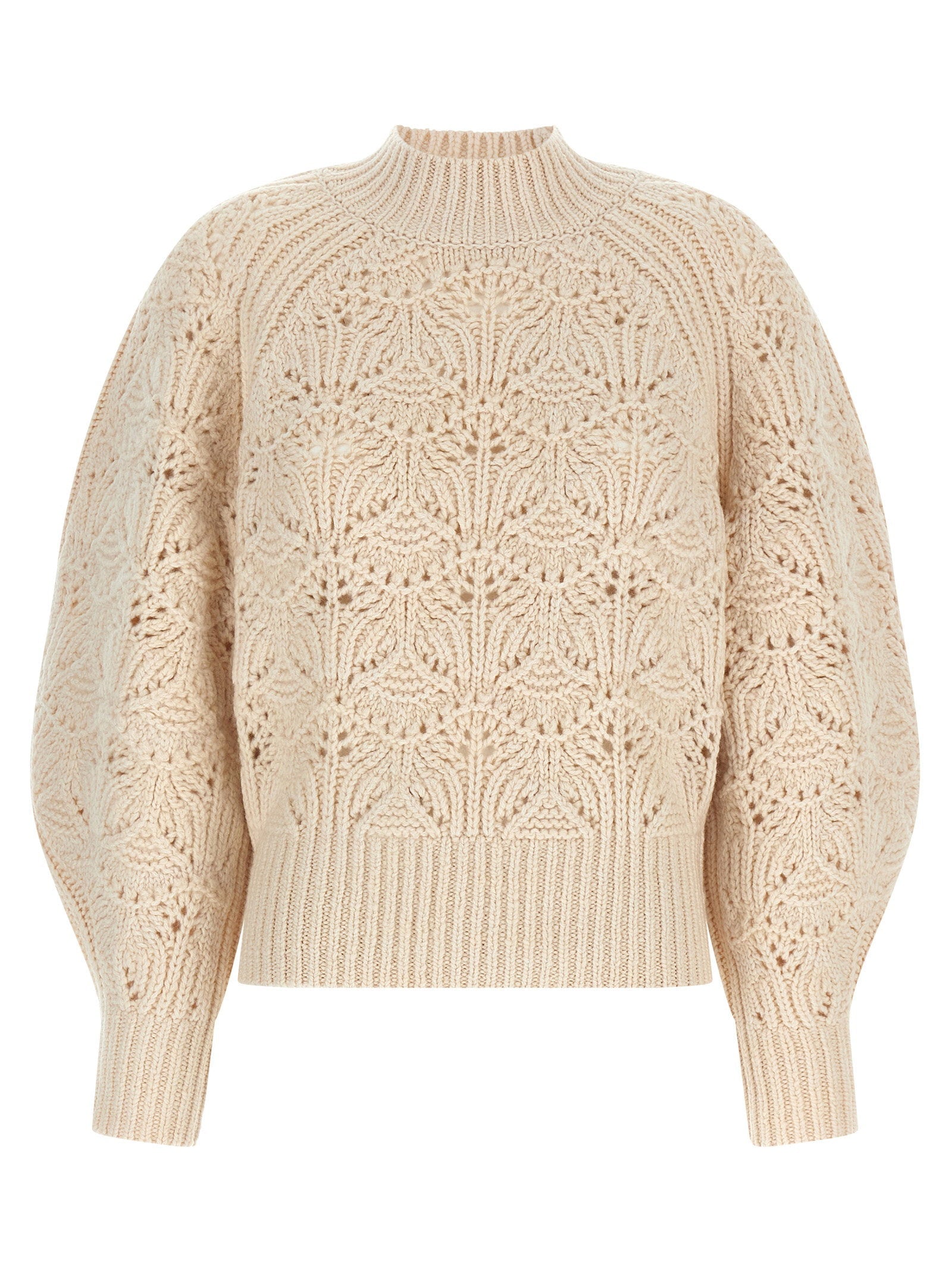 Zimmermann Cable Knit Wool Sweater — Cream