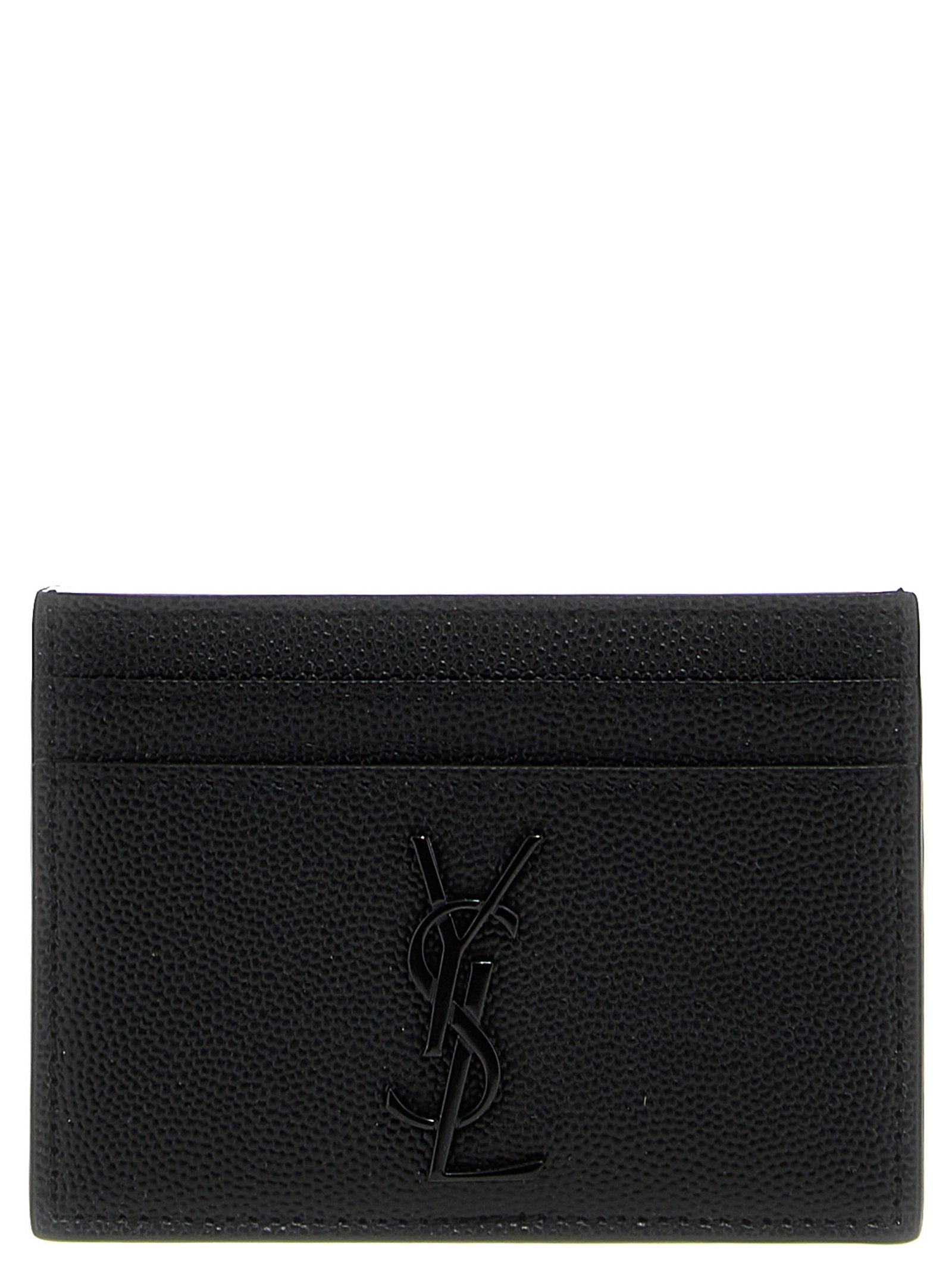Saint Laurent Monogramme Leather Card Case — Black