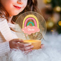 Luz nocturna LED acrílica con nombre y base de madera Boho Rainbow Personalizada Bonita decoración de cuarto de niños Regalo de Baby Shower para bebés Niñas Niños