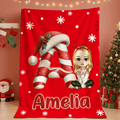 Personalizada Navidad Inicial Cartoon Personaje Suave manta con nombre Decoración del hogar Regalo de Navidad para la familia Amigos