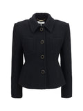 Chloé Cropped Single-Breasted Tweed Blazer — Black