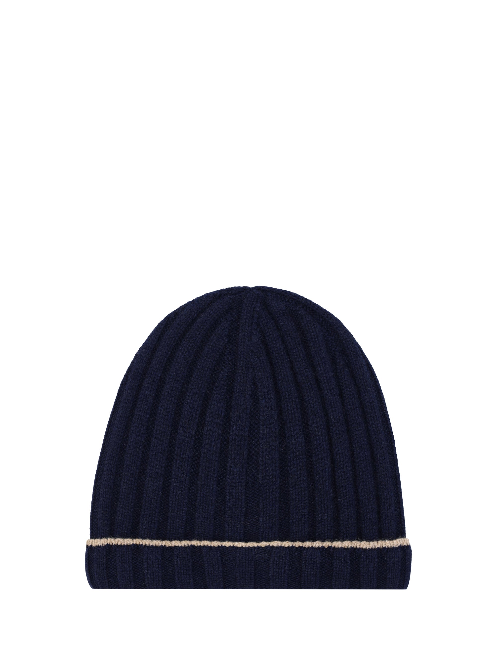 Brunello Cucinelli M2240900 Ribbed Cashmere Beanie — Navy