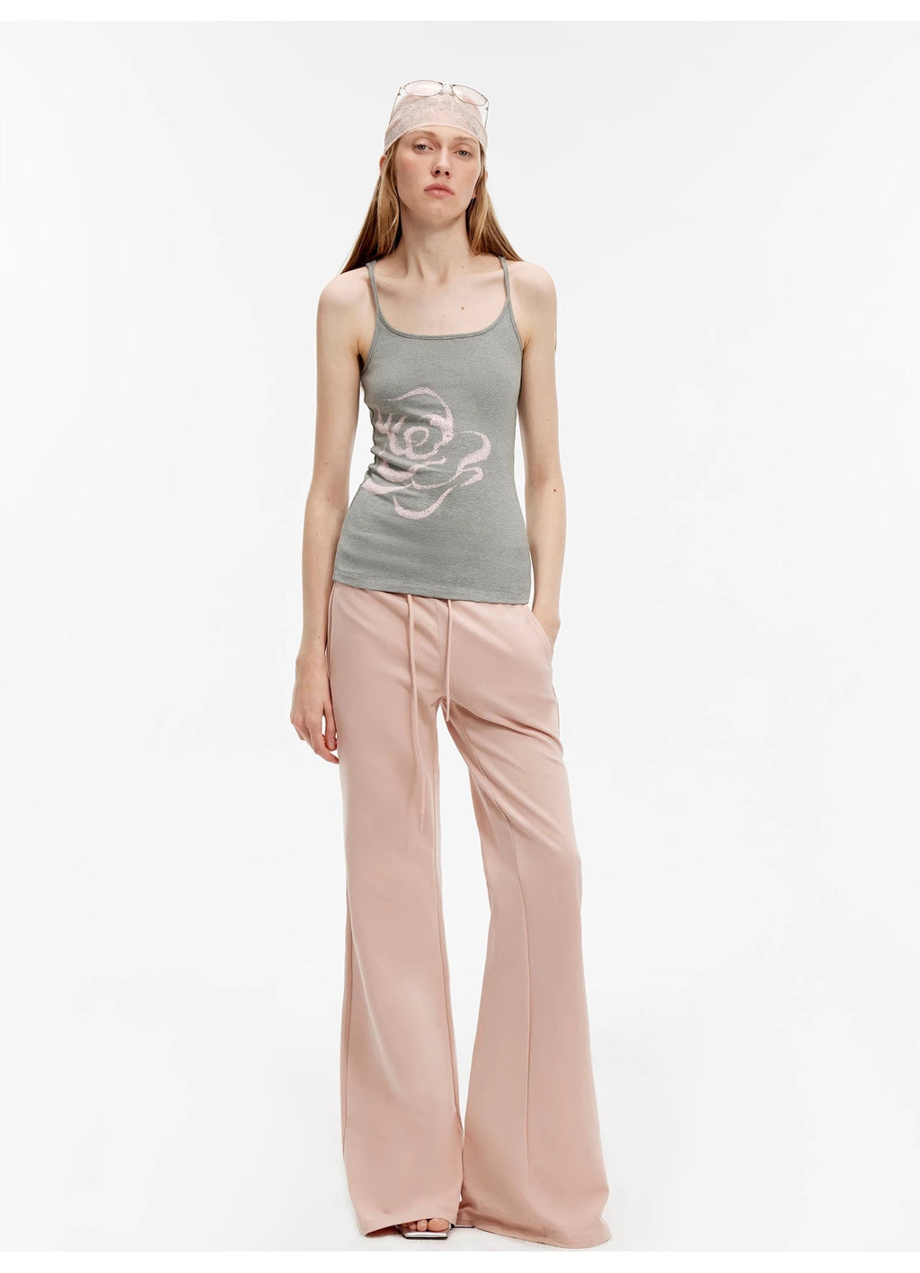 American High Street air-spun OE cotton fashionable low-rise fit wide waist drawstring flared pants