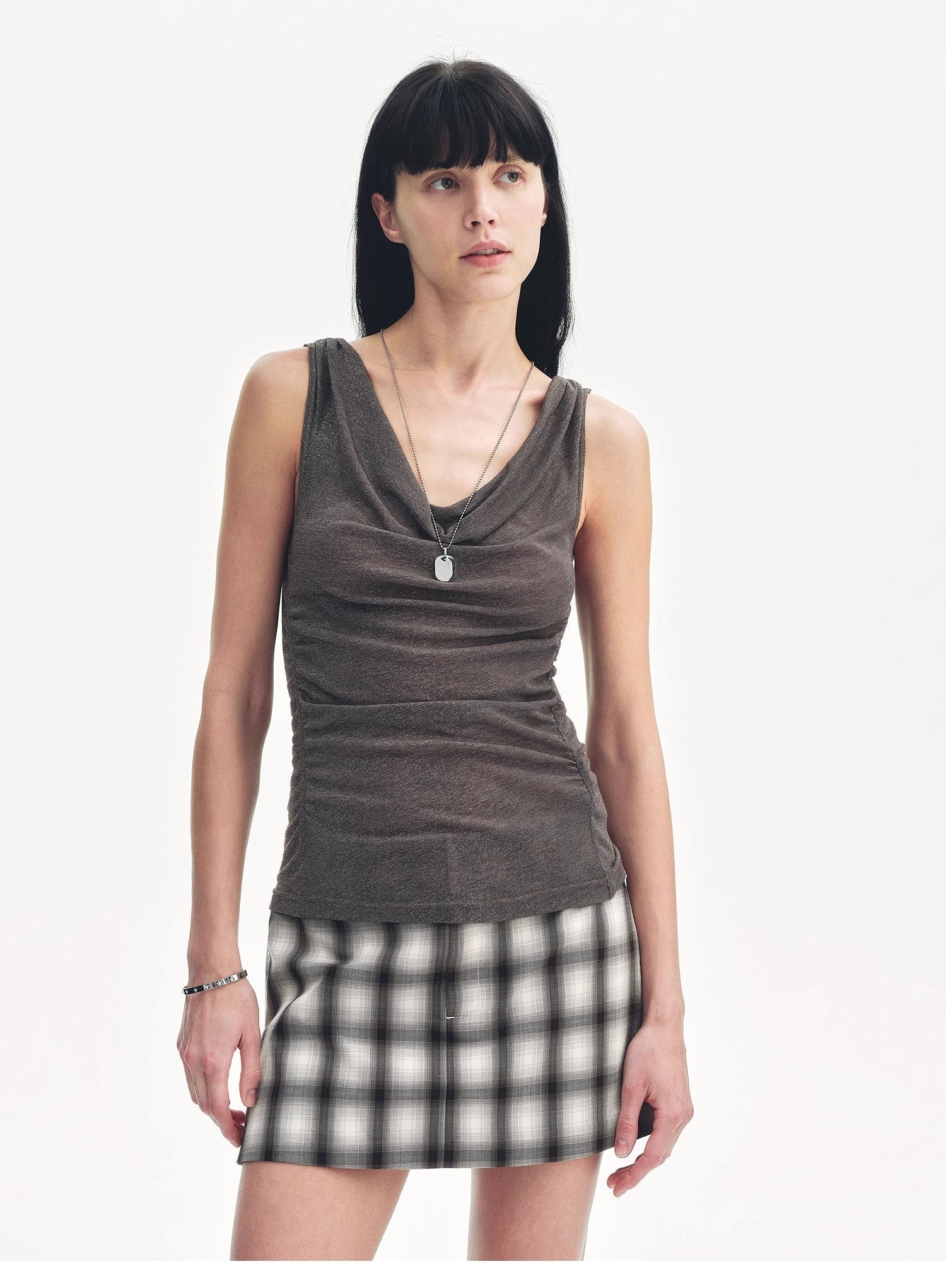 Energetic Encounter Modern Temperament Draped Neck Fitted Vest
