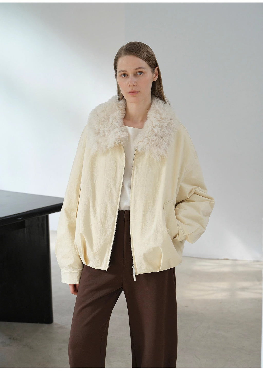 Mariette detachable Tuscan fur collar down jacket lining short parka