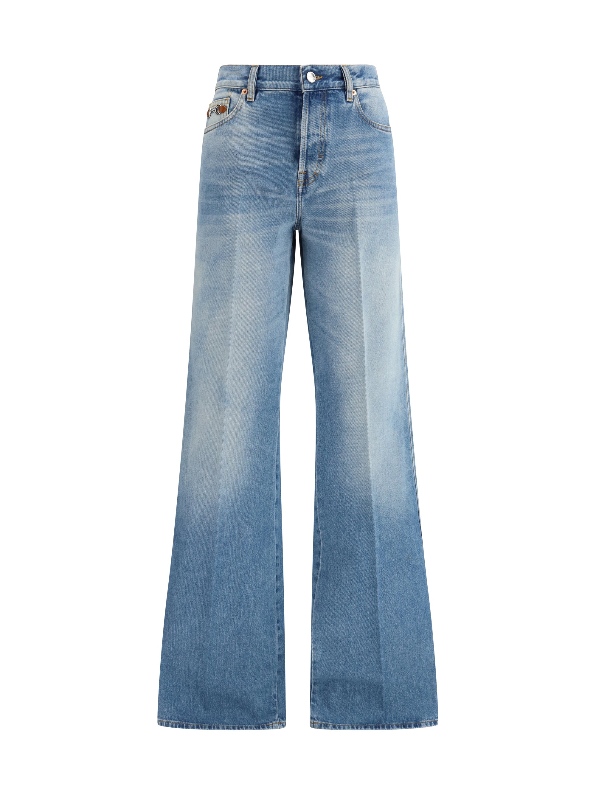 Gucci Stone-Washed Denim Flare Jeans — Blue