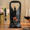 Personalizado estilo mariposa de la acuarela de la flor de la bolsa de vino de cuero de PU con el nombre y el mango de protección de vino Accesorios Cena Fiesta Regalo para los amantes del vino