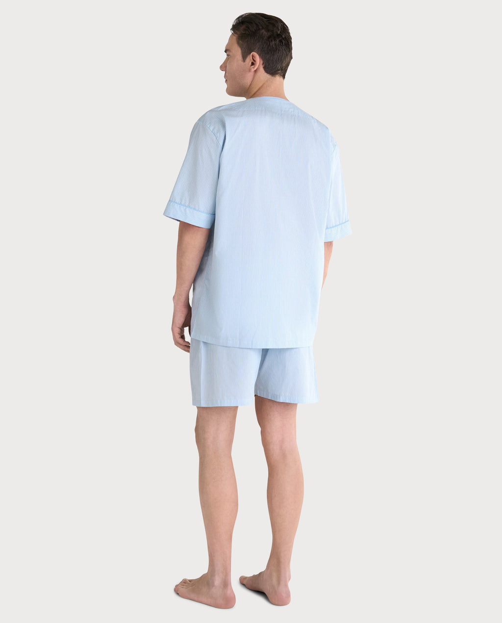 Pijama Hombre Verano Corto Popelín Rayas - Azul 4912_30