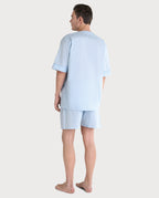 Pijama Hombre Verano Corto Popelín Rayas - Azul 4912_30