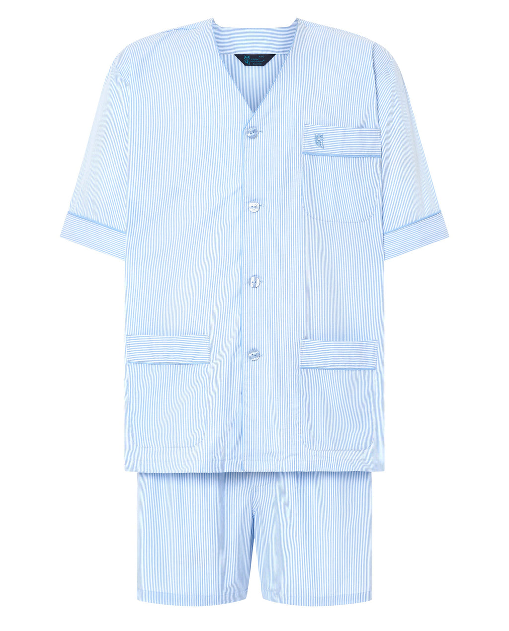 Pijama Hombre Verano Corto Popelín Rayas - Azul 4912_30
