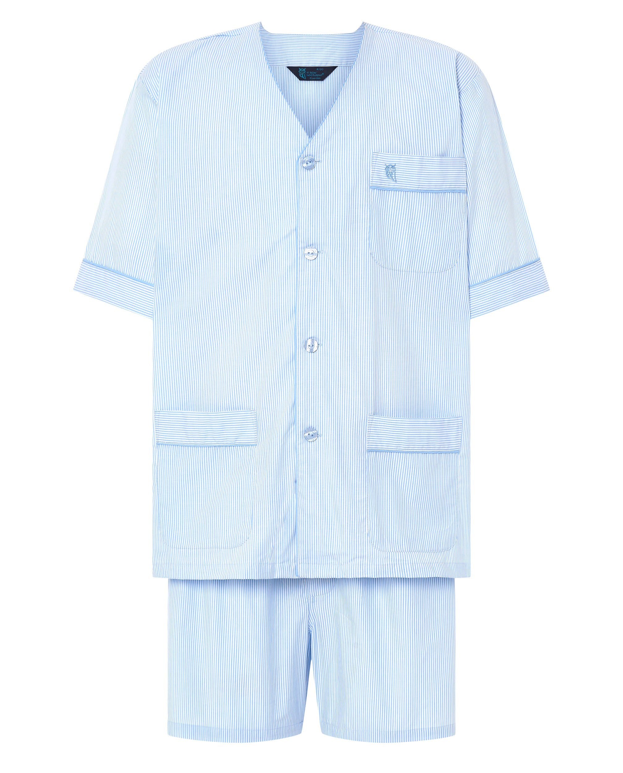 Pijama Hombre Verano Corto Popelín Rayas - Azul 4912_30
