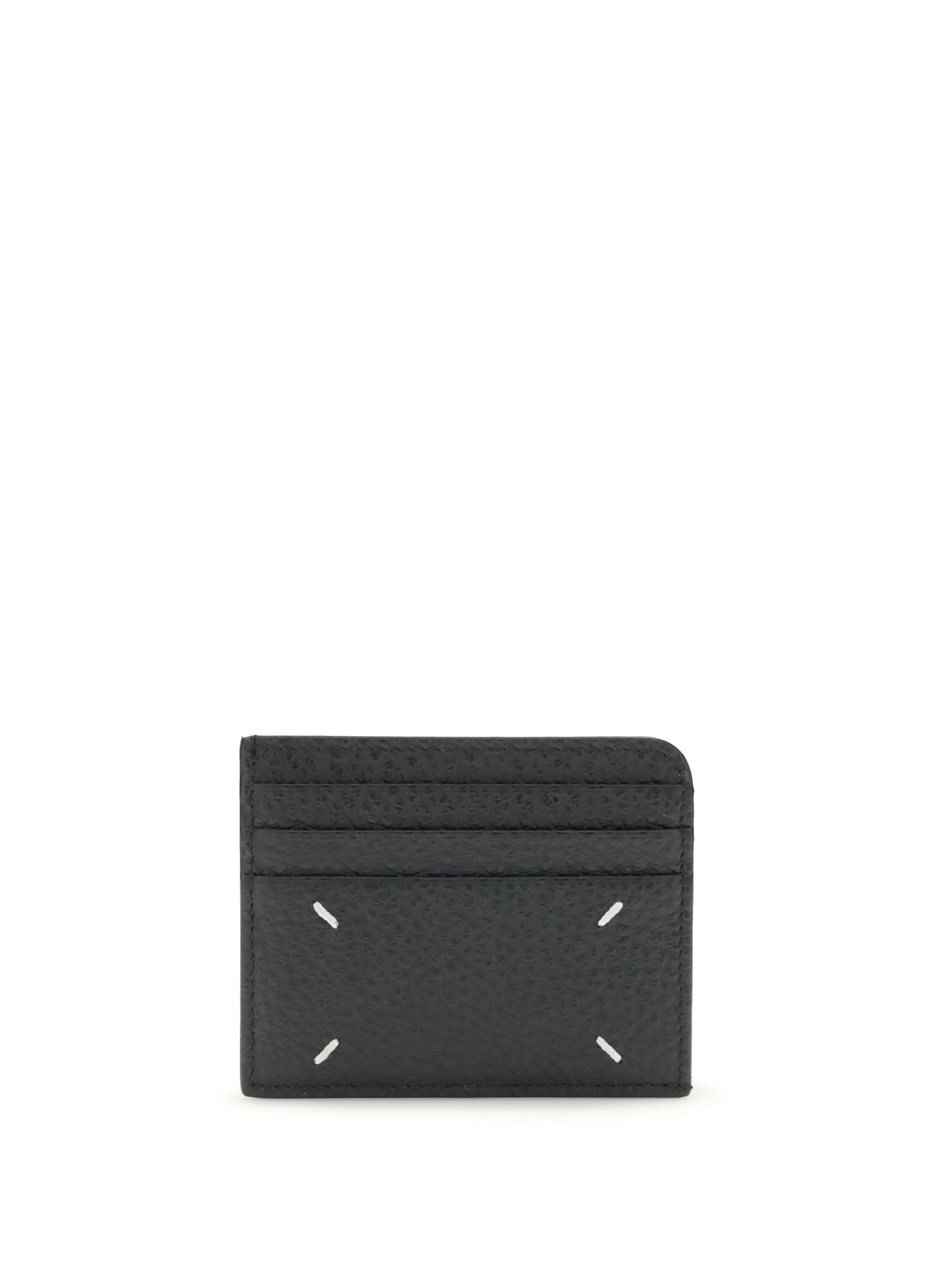 Maison Margiela Leather with Signature Embroidery Card Case — Black