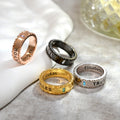 Anillo personalizado con piedra de nacimiento Joyería delicada con texto grabado Regalo de cumpleaños de uso diario para mujeres Hombres