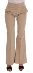 Women's Beige Cotton Bootcut Pants