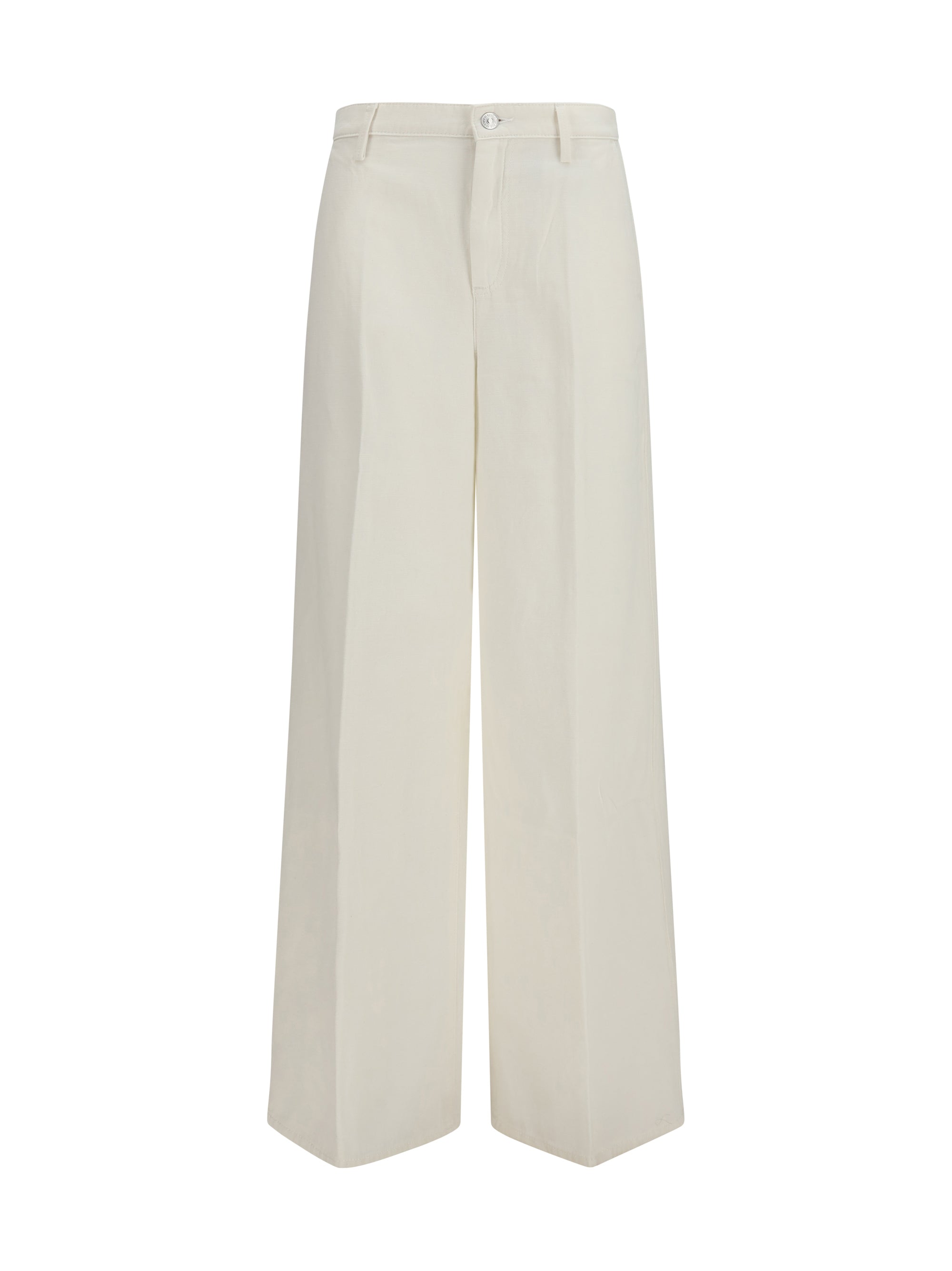 7for Wide-Leg Denim Trousers — Beige
