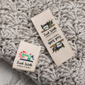 Etiquetas de costura personalizadas 100% algodón con nombre y texto para ropa Regalo hecho a mano para amantes de las manualidades de punto DIY