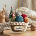 Personalizado 2D Cesta de punto de Navidad Árbol de acrílico Ornamento con nombre Árbol Decoración Regalo de Navidad para los amantes de tejer