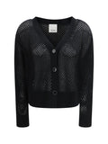 Allude Open-Knit Virgin Wool and Cashmere Cardigan — Black