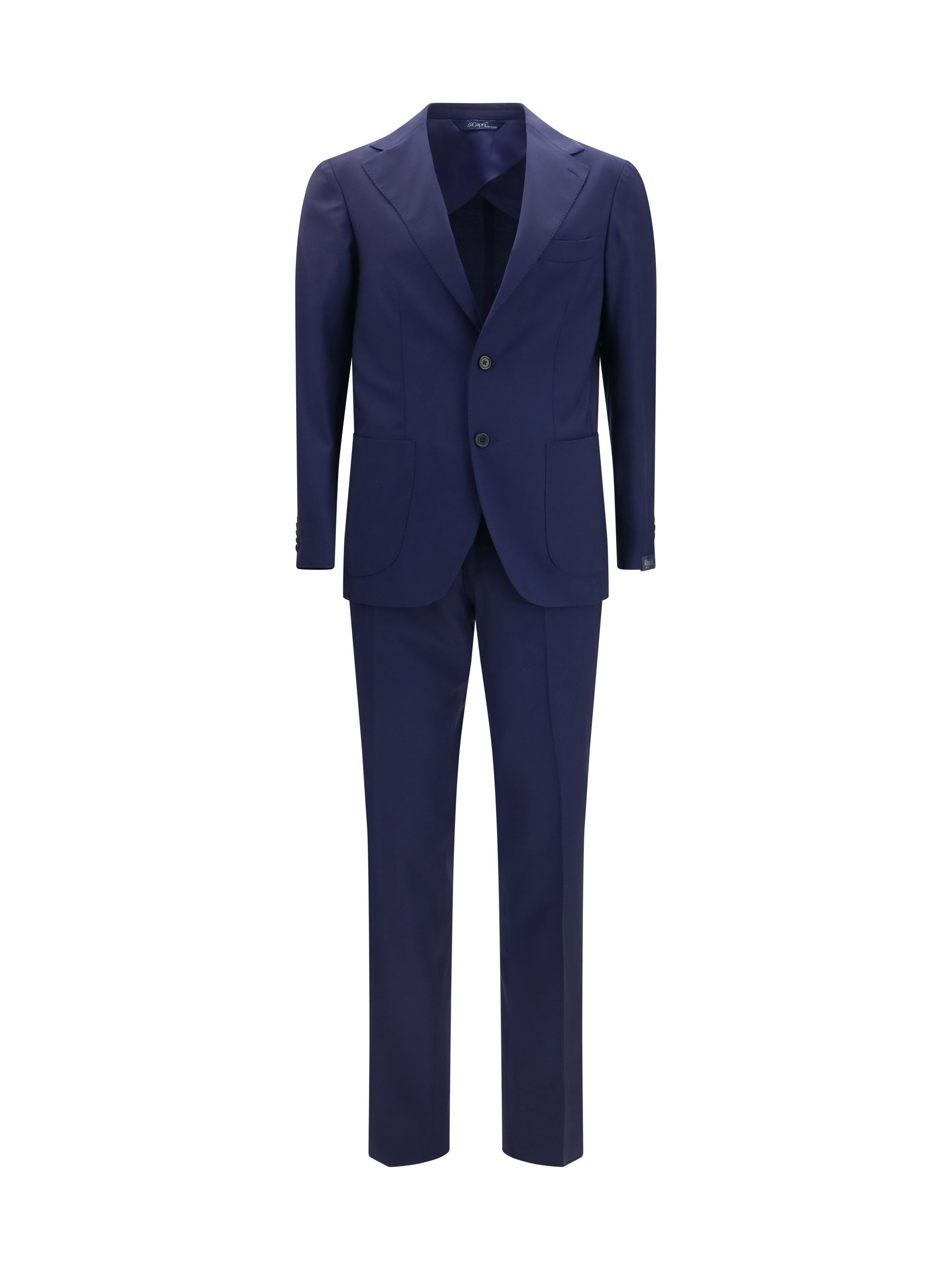 Gi Capri Virgin Wool Single-Breasted Pant Suit — Navy